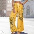 thumbnail image 4 of Petite High Waisted Wide Leg Palazzo Pants, Summer Casual Boho Beach Style, Polyester Spandex, Yellow 2XL, Size S-3XL, 4 of 7