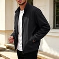 thumbnail image 6 of Mens Casual Bomber Jacket Windproof Mock Neck Full Zip Active Classic Fit Windbreaker Coat with Pockets for Fall Winter Streetwear Travel, Black, XXL, 6 of 8