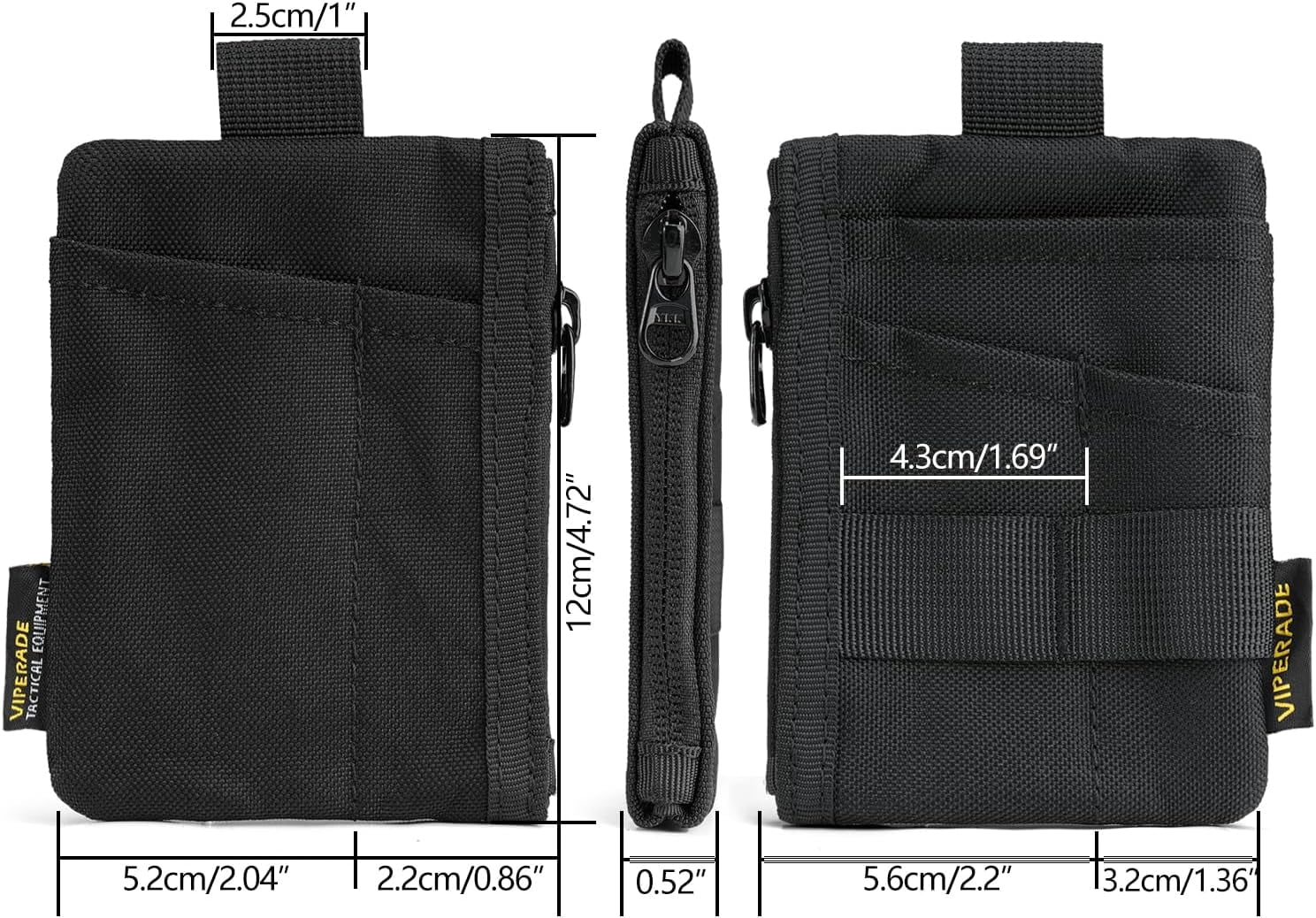 VIPERADE 6-in-1 EDC Pouch, 500D Compact EDC Pocket Organizer, Molle Extension Tool Storage Bag, Small Coin Purse/Card Holder/Swiss Army Knife Pocket Pouch (Black)