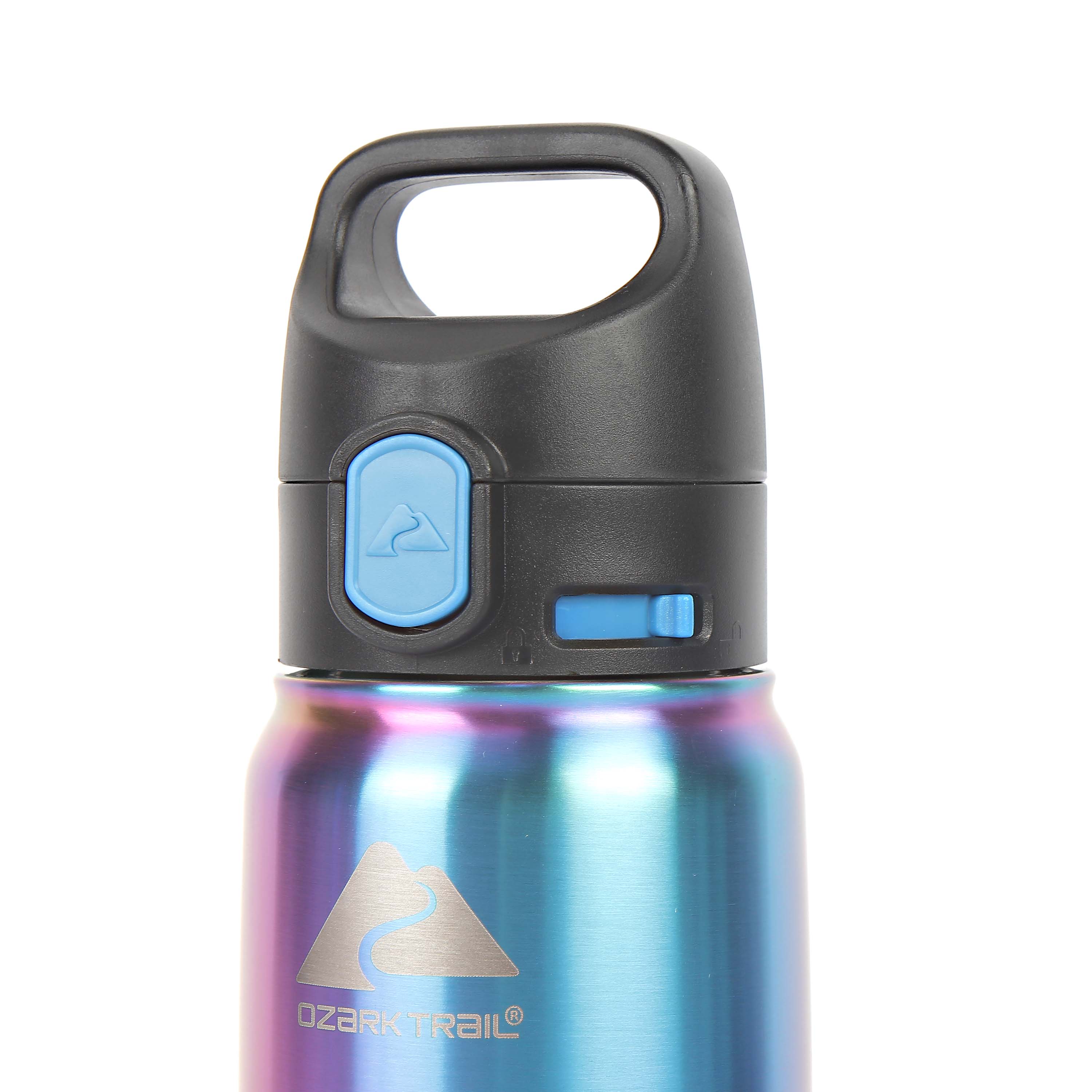 Ozark Trail 2 Pack Stainless Steel 32 oz Tumbler and 24 oz Travel Bottle Combo, Iridescent Blue