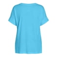 thumbnail image 6 of Xijirk Women's V-Neck Tunic T-Shirt Loose Fit Short Sleeve with Side Slits Casual Summer Top for Daily Wear,L, 6 of 7