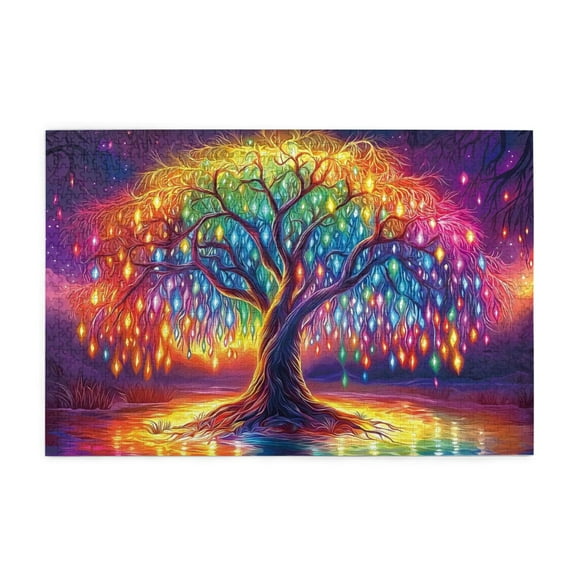 500 Piece Enchanted Glow Tree Jigsaw Puzzle Challenging Adult Puzzle Game Vibrant Artwork Unique Home Decor Great Gift Idea