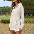 thumbnail image 5 of Half Zipper Women's Hoodie Womens Sweatshirts Trendy Women Oversized Long Sleeve Sweater Tops Clothes for College Students Holiday Party Blouses Ladies Sweatshirts，Beige，2XL, 5 of 9