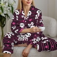 thumbnail image 6 of Picia skull with hearts Pattern Women’s Long-Sleeve Sleepwear Set - Soft 2-Piece Loungewear with Pockets, Comfy PJs for Relaxing Nights-XX-Large, 6 of 7