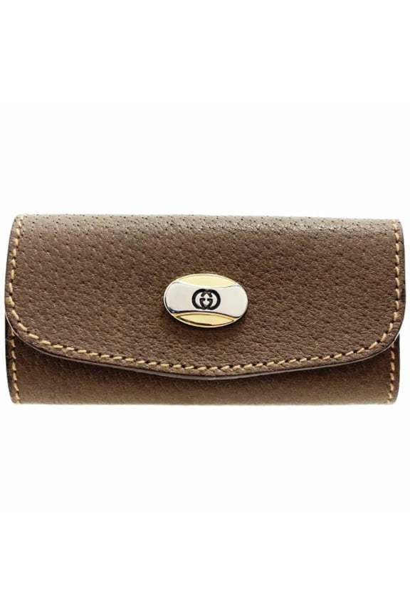 Pre-Owned Gucci key case, 3-ring leather, brown, 98 12 001, GUCCI, old ring, holder,...