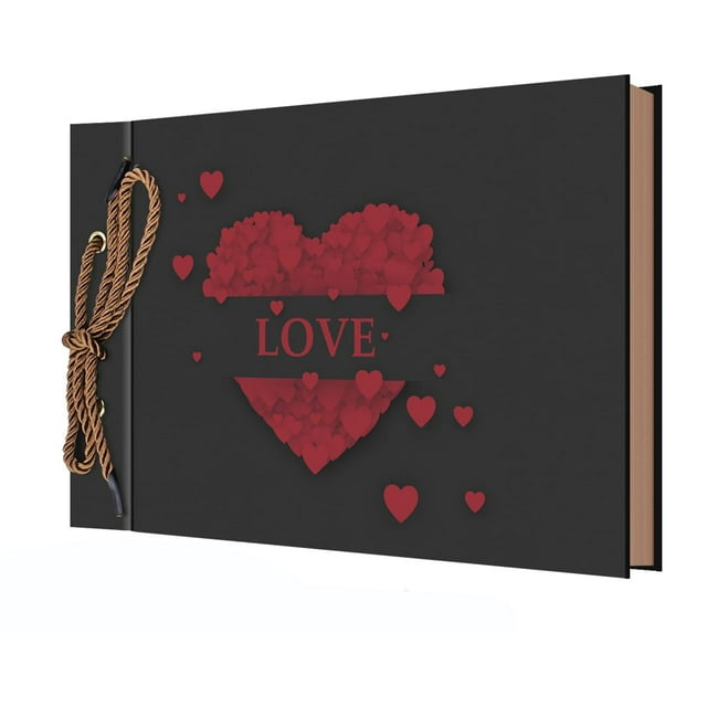 Álbum de Fotos Scrapbook con Pegatinas DIY Retro con Páginas Extraíbles, Regalo para Cumpleaños/Bodas (Amor)