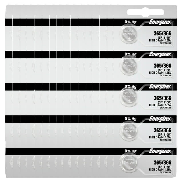 Energizer 365/366 SR1116W Silver Oxide Watch Battery (100 Pack)