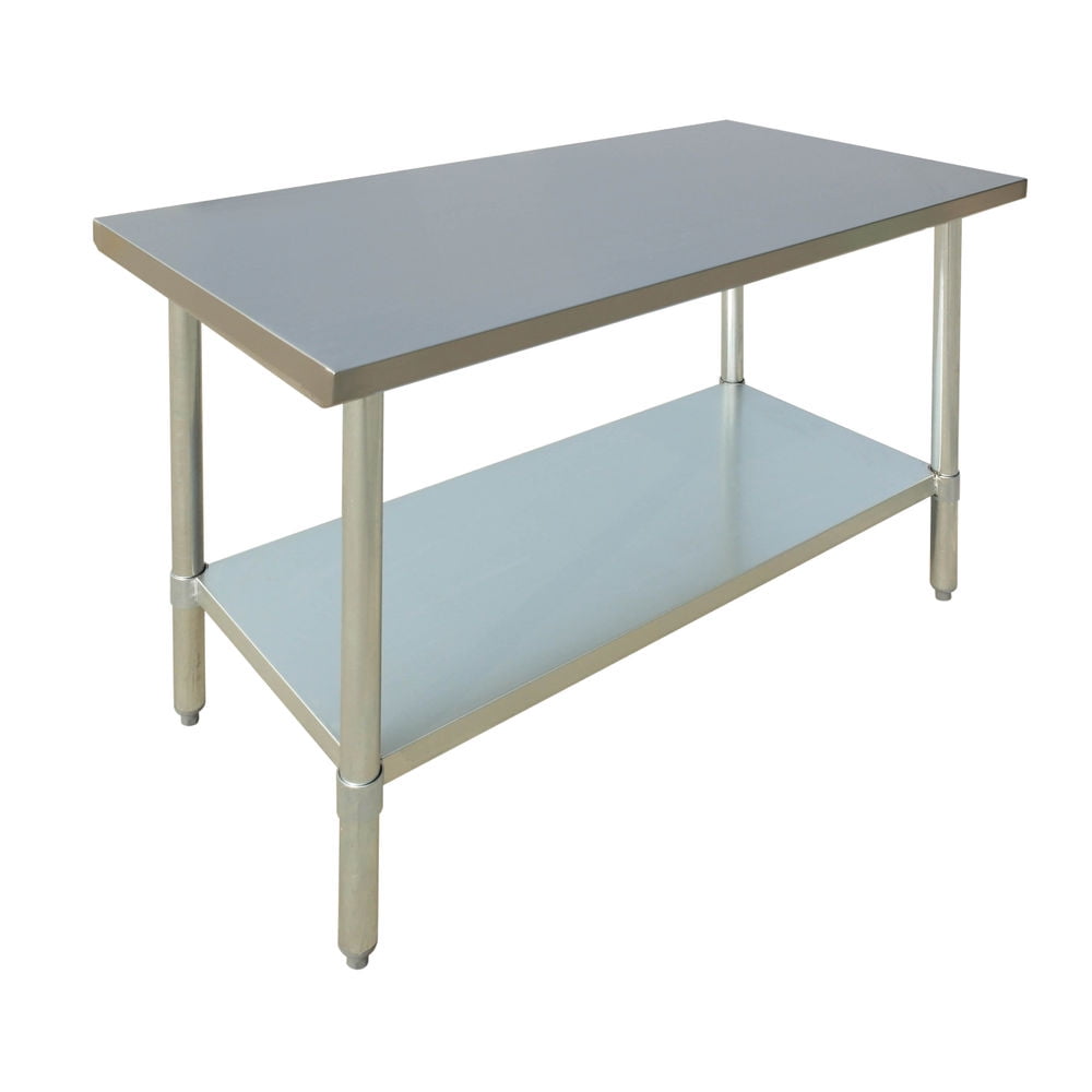 HUBERT® Stainless Steel Work Table Flat Top With HalfSquare Edge 60