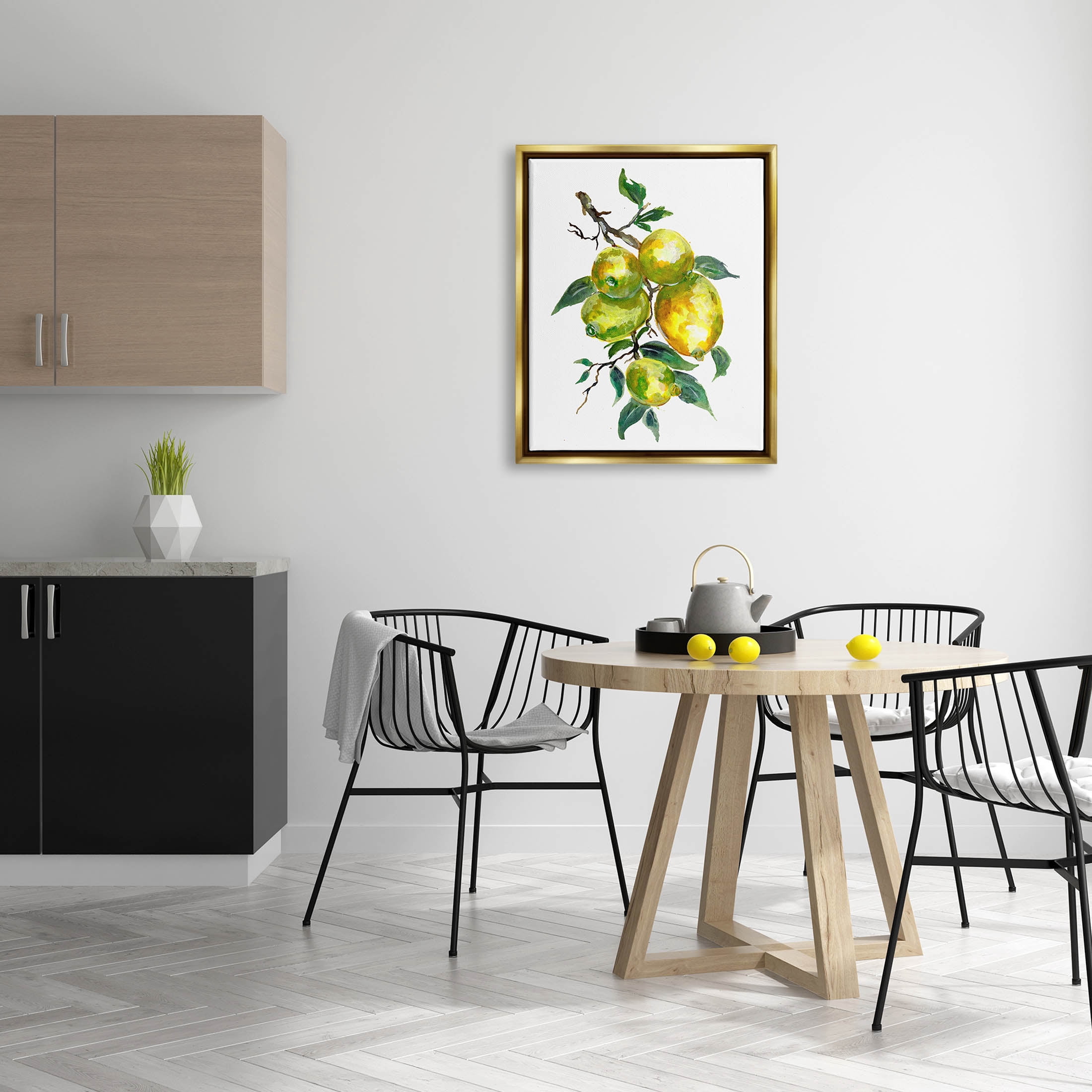 Lemon Citrus Fruit Tree Food & Beverage Graphic Art Metallic Gold Framed Art Print Wall Art