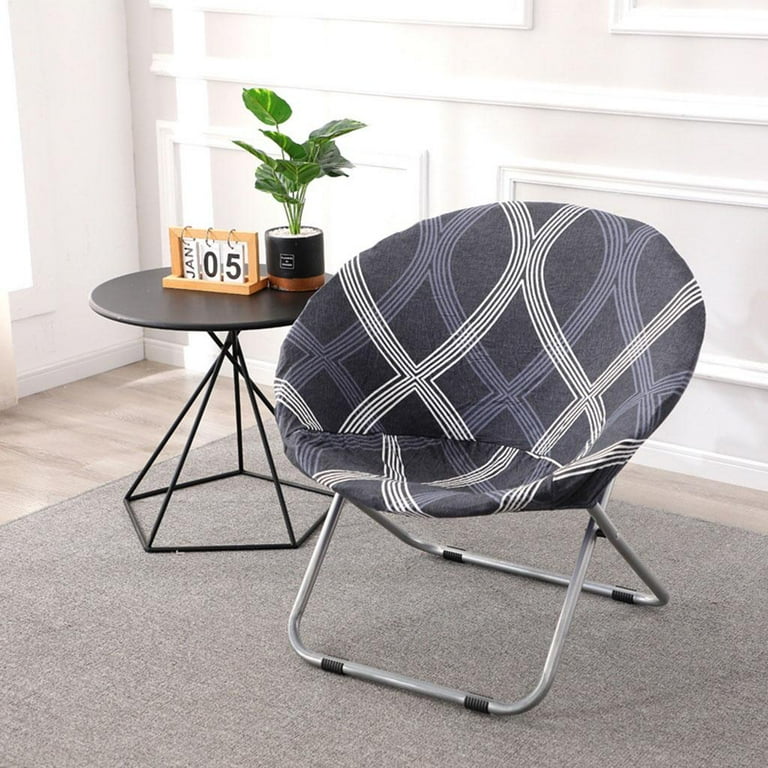 Round Saucer Chair Cover Slipcover Stretch Jacquard Moon Chair Slipcovers for Adults Saucer Chair Removable Polyester Soft Chair Covers Saucer Chair