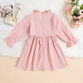thumbnail image 4 of ZHOGXU Toddler Girls Long Sleeve Stand Collar Dresses Bowknot Ruffles Princess Dress Clothes Casual Daily Wear，Pink，3-4 Years, 4 of 7
