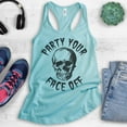 thumbnail image 2 of Party Your Face Off Tank Top, Ladies Racerback Tank Top, Halloween Tank, Skull Tank, Skeleton Tank, Cancun, Medium, 2 of 3