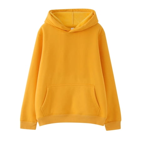 Zecgelong Girls Hooded Sweatshirts Oversized Tops Long Sleeve Loose Front Pouch Pocket Hoodies Yellow 4-5 Years