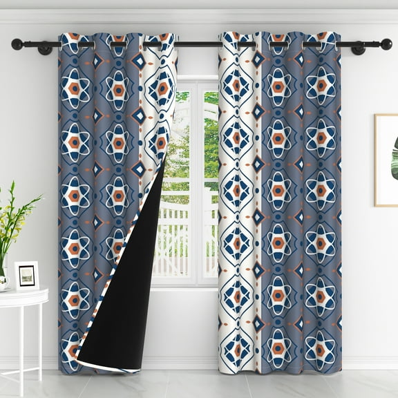 Lfeey Light Purple White Blackout Curtains 63 Inches Long, Room Darkening Grommet Curtains, Set of 2