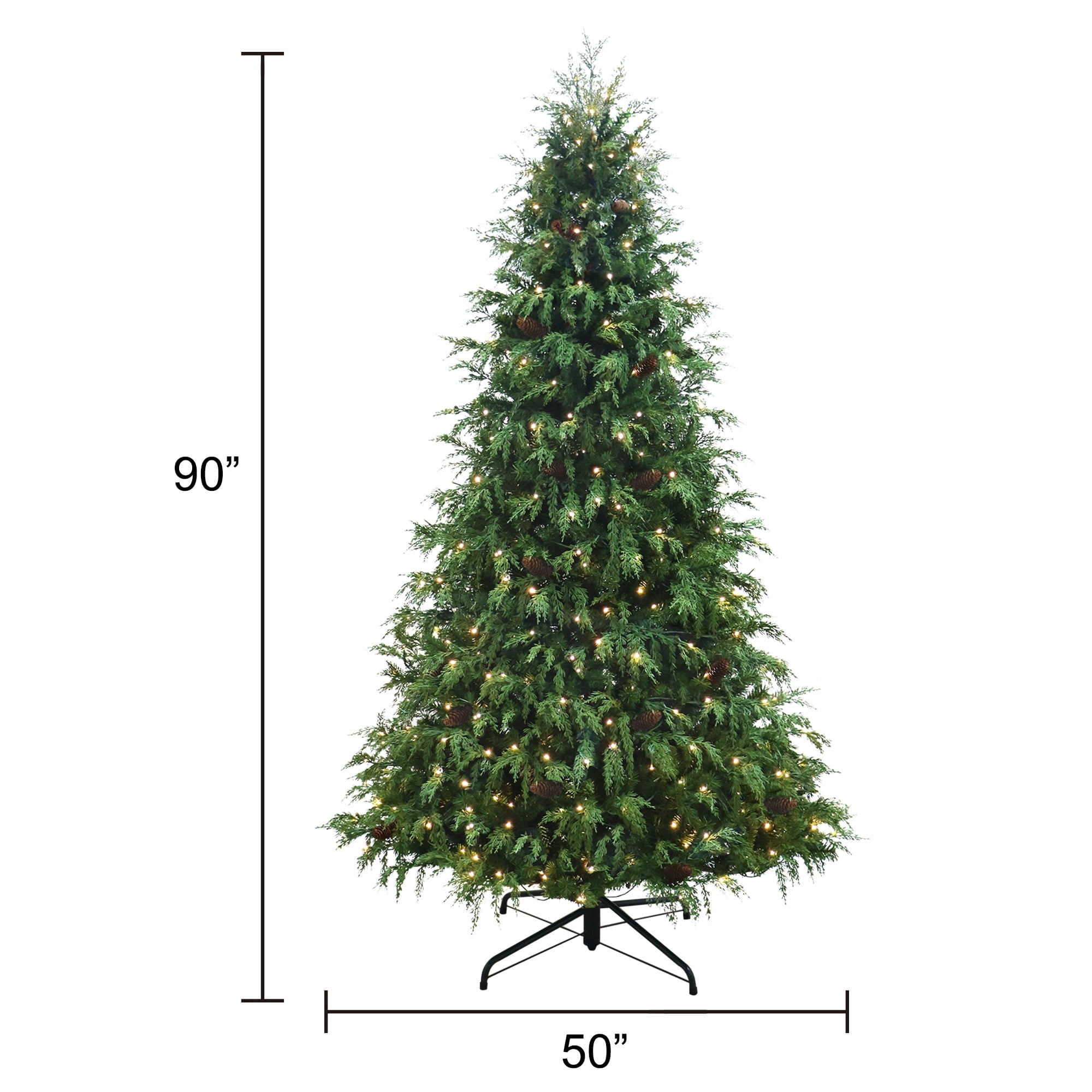 7.5' Pre-Lit Cedar Green Artificial Christmas Tree with 400 Warm White Twinkle LED Lights and Stand, by Holiday Time