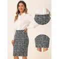 thumbnail image 2 of DARING DIVA Women's Tweed High Waist Plaid Pencil Skirts XS Black, 2 of 6