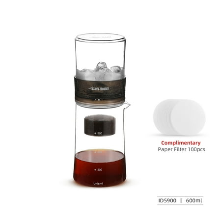 

600ML Cold Brew Iced Coffee Maker with 100pcs Paper Filter Professional Ice Tea Brewer Portable Home Barista Camping Accessories