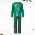 thumbnail image 4 of Traje de diario casual con patrón de árbol de Navidad de cuello redondo familiar Traje de pantalón largo verde FLhrweasw Para estrenar, 4 of 7