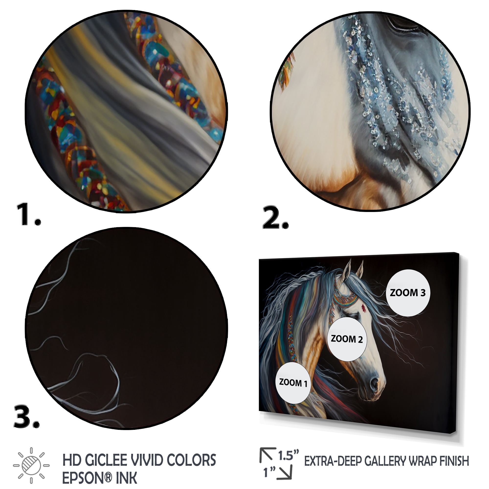 Designart Indian Horse With Colorful Mane IV Canvas Wall Art