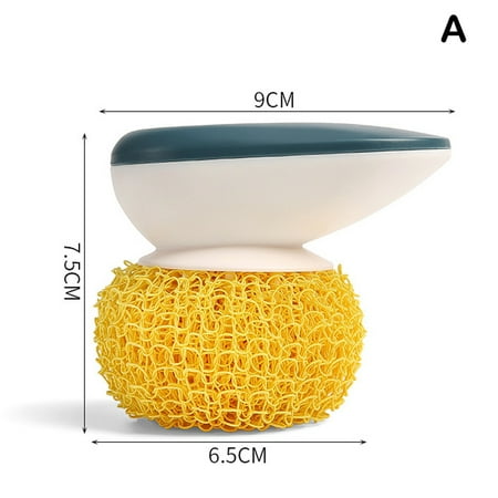 

Nano Fiber Ball Brush with Handle Detachable Cleaning Brush Kitchen Pan Dish Pot Brush Cleaning Ball Household New