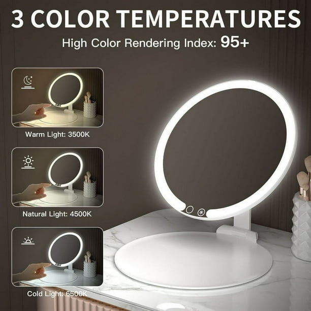 Makeup Mirror with Lights with 12X magnifying mirror 8 Foldable Lighted Makeup Mirror for Travel 46 LED Dimmable Portable Vanity Mirror with 3