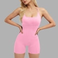 thumbnail image 3 of Oplxuo Workout Seamless Jumpsuit for Women Sexy Backless Yoga Bodycon One Piece Spaghetti Strap Shorts Romper, 3 of 6