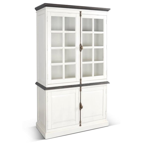 Sunny Designs Carriage House Mahogany Solids and Veneers Buffet & Hutch in White