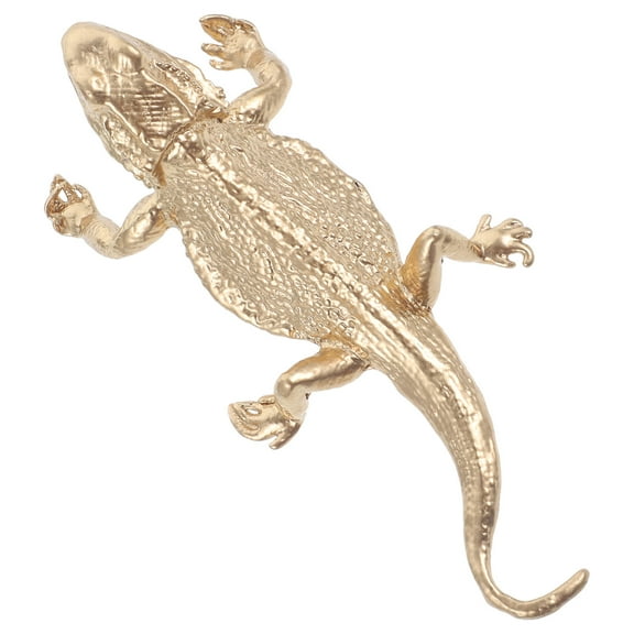 Toyandona Golden Metal Lizard Sculpture Reptile Figurine Desktop Ornament Animal Craft Decoration