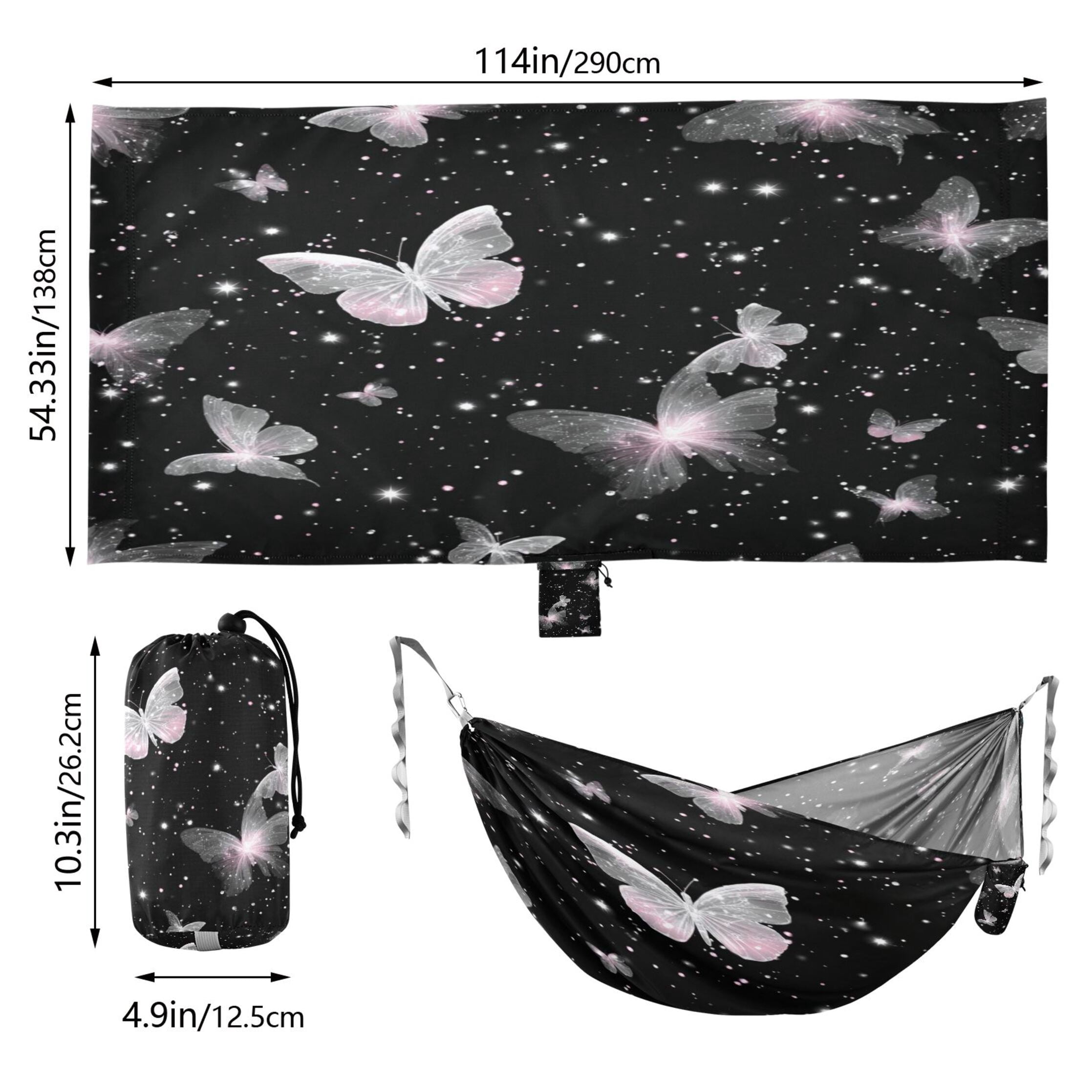 Hammock Camping Hammock Nylon Portable Hammock Travel Camping Hammock Pink Butterfly Wings Art