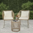 thumbnail image 7 of NiamVelo 3 Piece Patio Bistro Set Outdoor Wicker Furniture Set with Glass Top Table, 2 Chairs with Cushions Lumbar Pillows, White, 7 of 7