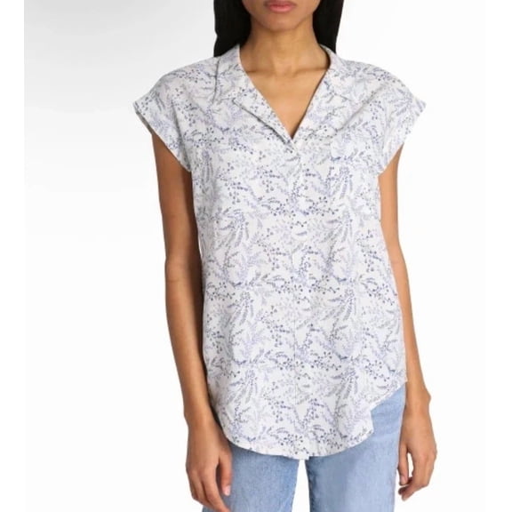 Jachs Girlfriend Women's Button Front Blouse, White, Size L