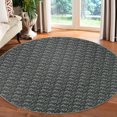 thumbnail image 3 of Yesurprise 1150Gsm 100% Polyester Area Rugs - 350Gsm Pile Weight - Pearl Pile Washed - Black Herringbone Imitation Linen Carpet - Modern Design - Foldable Simulation Printed - 4x4ft Round (122x122cm), 3 of 8