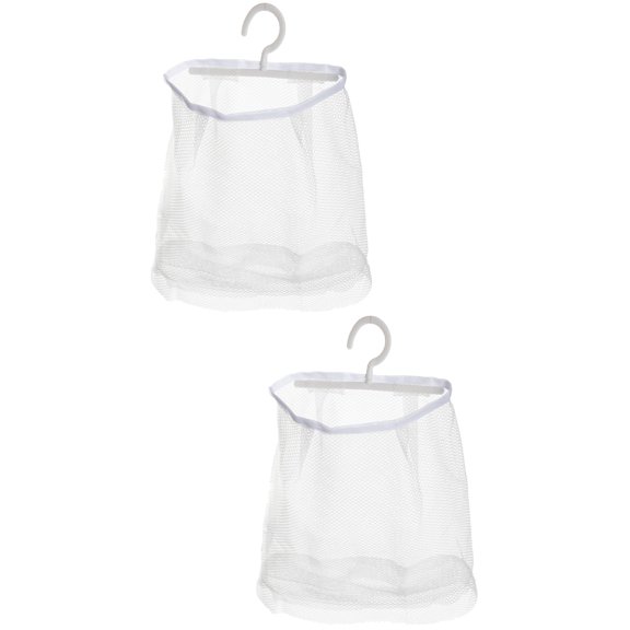 2 Count Mesh Hanging Bag Storage Bags Clothespin Bag Laundry Sack Clothes Peg Kitchen Storage Bag Vegetable Pouch Travel