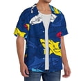 thumbnail image 4 of Honeii 's Cartoon Shark for men's short-sleeved button-up collared shirt featuring a pocket, perfect for beach vacations, and travel adventures., 4 of 5