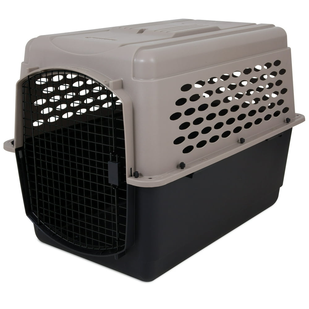Petmate Vari Fashion SingleDoor Plastic Dog Kennel, Brown, Large, 40"L