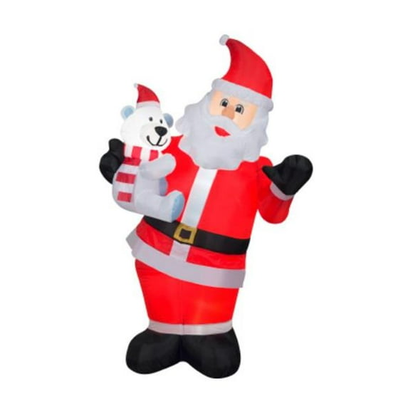 Airblown Inflatables G08 112753X 72 x 42.9 Po Père Noël Animé & Ours Polaire - Rouge, Blanc & Noir