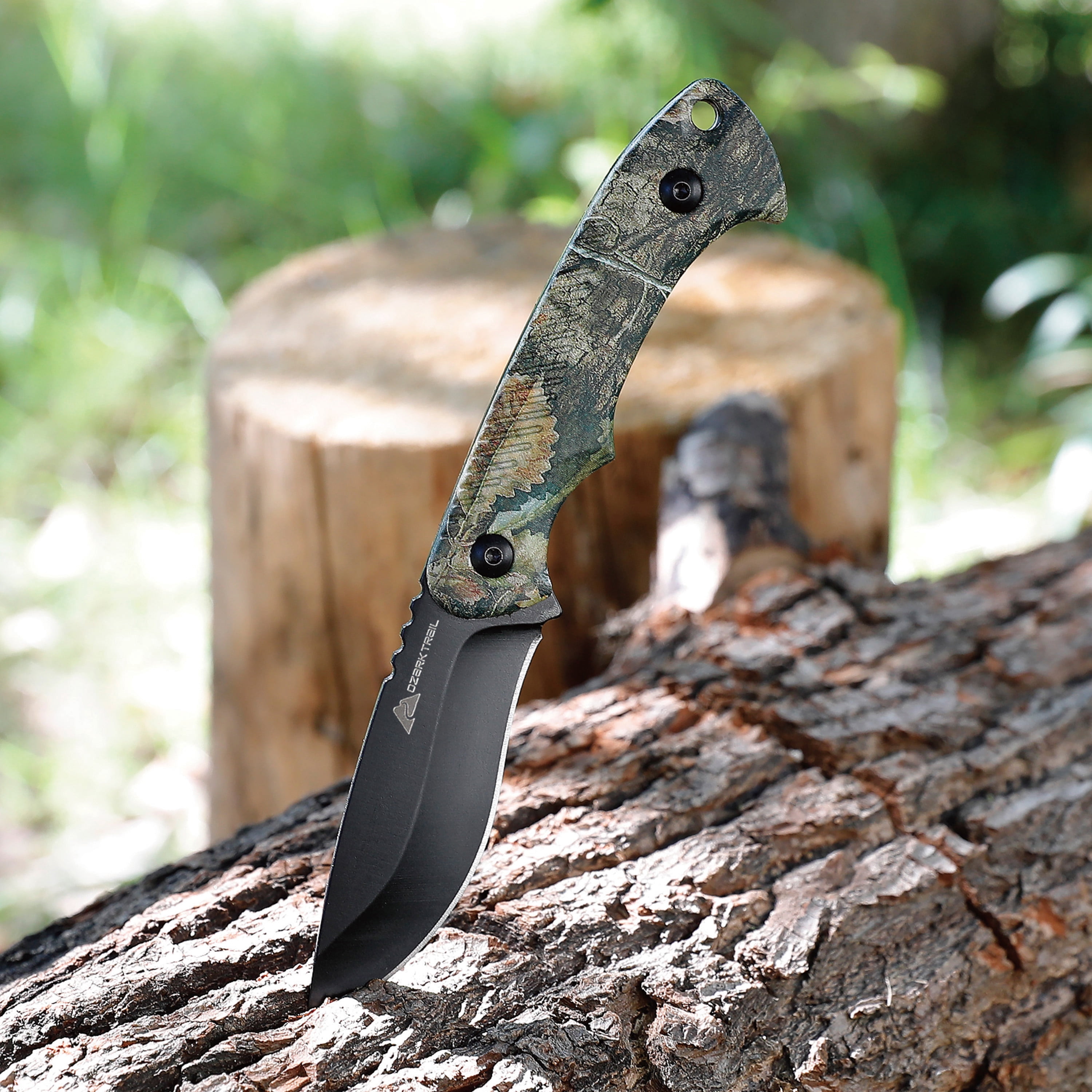 Ozark Trail Wanderer 7.5 inch Fixed Knife, Mossy Oak Handle, Sheath Included