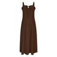 thumbnail image 5 of GaThRRgYP Womens Summer Dresses under $10,Women's Casual Split Drawstring Dress with Straps Brown XXL, 5 of 8