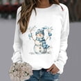 thumbnail image 2 of Jsaierl Merry Christmas Sweatshirts Womens Cute Snowman Print Sweatshirt Loose Fit Pullover Sweater Tops Round Neck Dressy Casual Long Sleeve Shirts Christmas Costume, 2 of 5