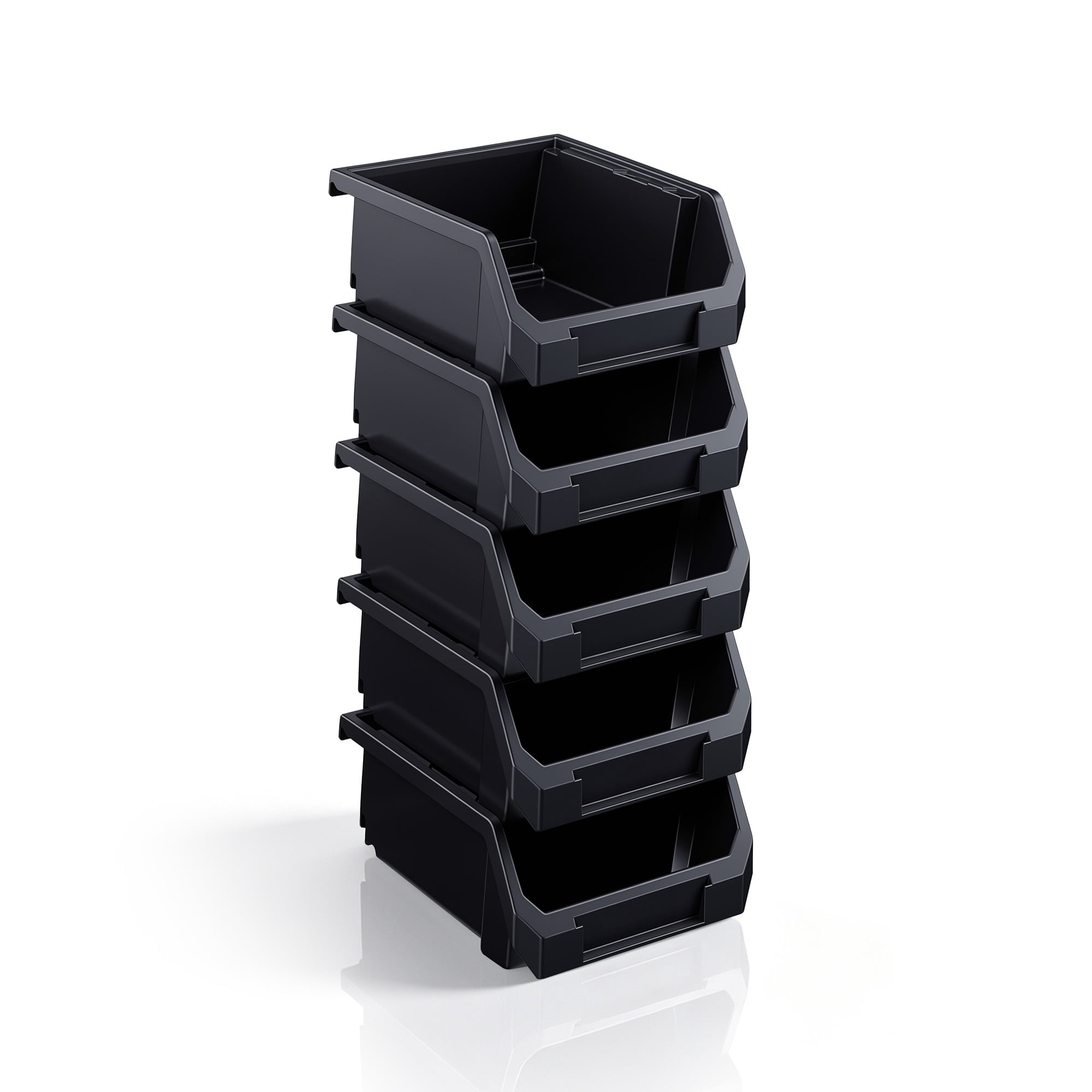 Sorbus Small Open Front Stackable Storage Bins, Closet & Wardrobe Organizer, Black, 5 Pack