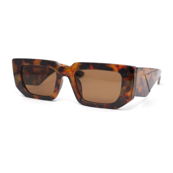 Womens Mod Rectangle Thick Plastic Fashion Sunglasses Tortoise - Brown