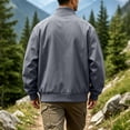 thumbnail image 4 of Jessboyy Mens Bomber Jackets Fall Winter Midweight Stand Collar Zip up Jacket Work Trendy Casual Windbreaker Jackets Gray,L, 4 of 8