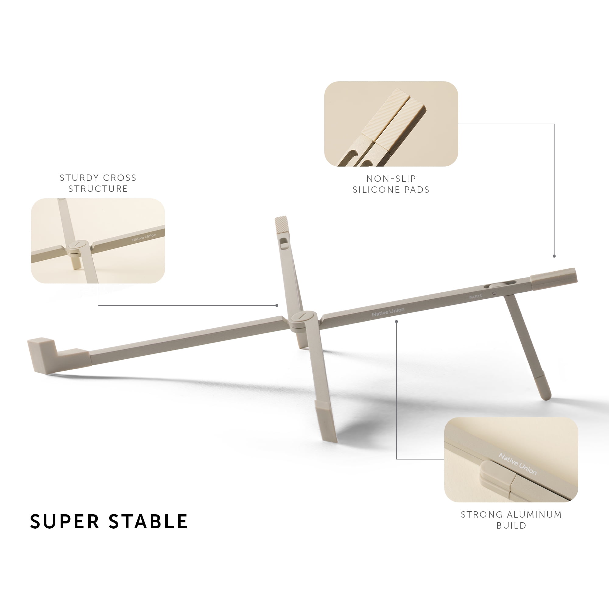Native Union Fold Laptop Stand – Ultra-Slim Foldable & Portable Laptop Stand – Ergonomic & Optimized Viewing Angle – For MacBooks & Laptops, iPads & Tablets (SandStone)