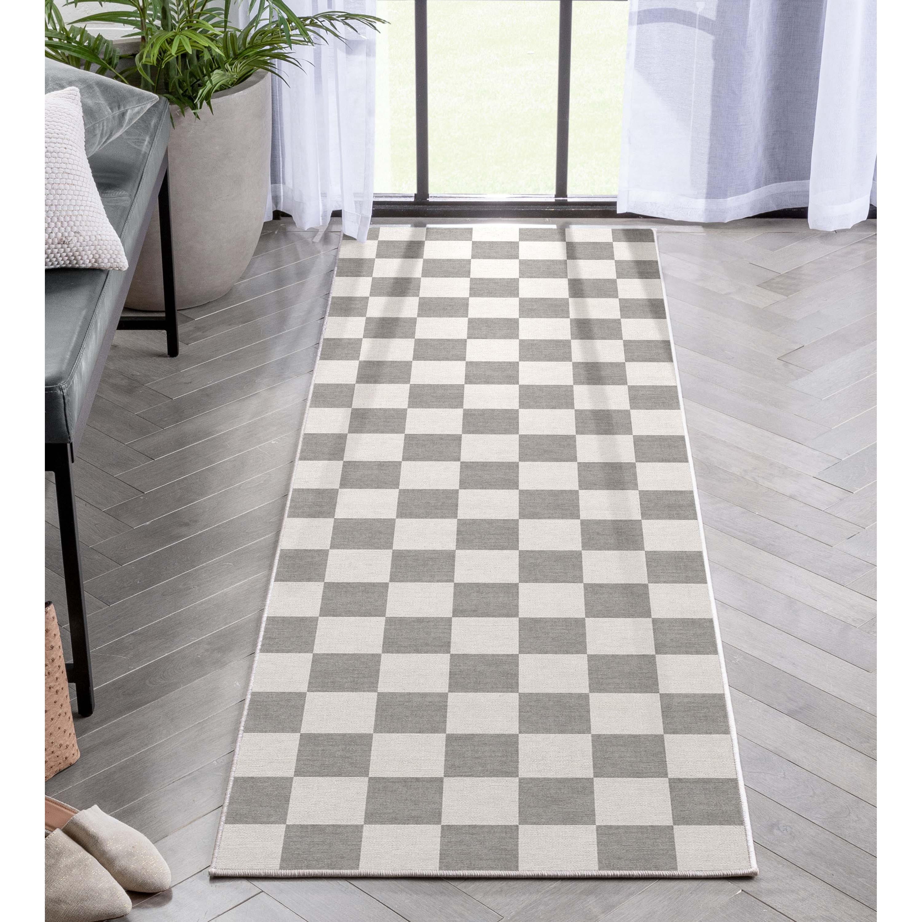 Well Woven Apollo Square Modern Geometric Beige Flat Pile Easy to Clean 2' x 5' Runner Rug for Hallway Entryway Stair and Kitchen