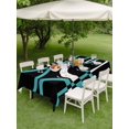 thumbnail image 3 of Outdoor Tablecloth with Umbrella Hole and Zipper, Turquoise Geometric Rectangle Table Cloth 54x80 Inch Waterproof Tablecloth, Modern Abstract Aesthetic Striped Art Picnic Table Cover for Patio, 3 of 7