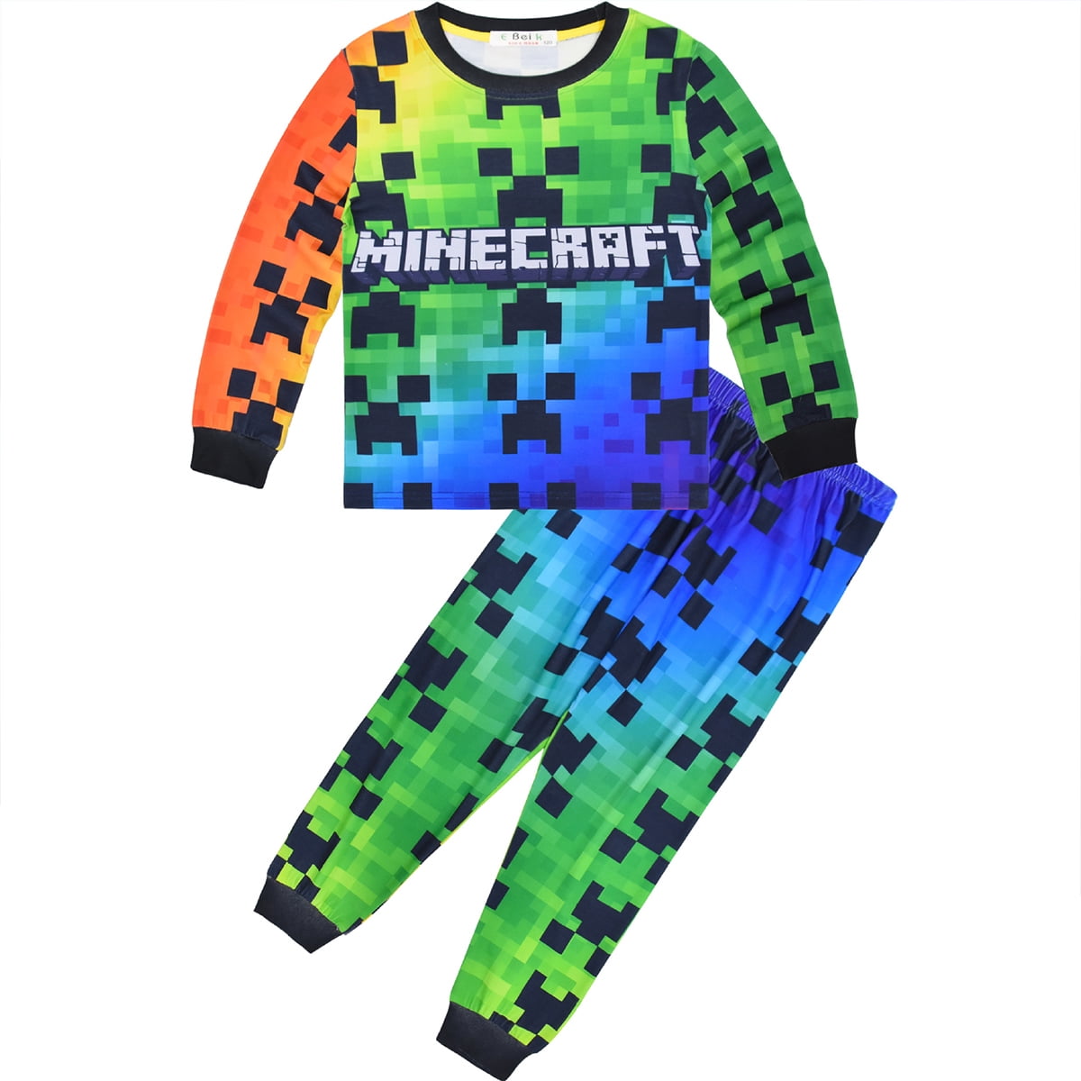 Minecraft Creeper Boys multi-pack van 2 pyjamasets met korte mouwen | Blauwe en groene cartoon-PJ's | Nachtkleding met korte pijpen| Gamerkleding voor kinderen