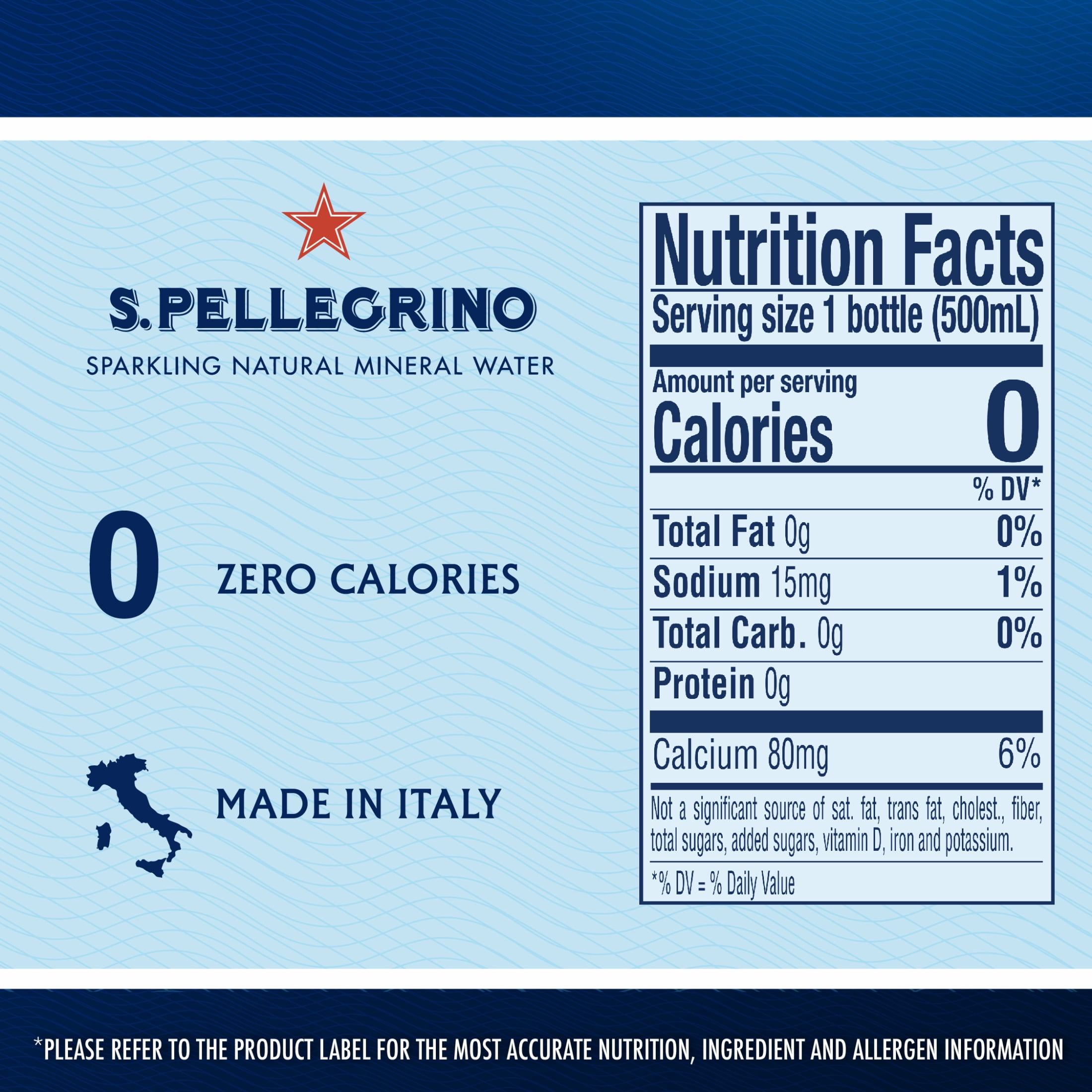 S.Pellegrino Sparkling Natural Mineral Water, 500ml (16.9 fl oz), Single Bottle (Refrigerated)