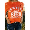 thumbnail image 3 of ABPHQTO Camiseta de manga corta con estampado de letras de vaqueros y cervezas naranja para mujer, 3 of 5