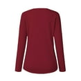 thumbnail image 6 of CQONEPT Womens Waffle Tops V Neck Henley Long Sleeve Shirts Lounge Solid Color Blouse Casual Tunic Tops Red XL, 6 of 6