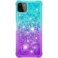 thumbnail image 2 of case for Samsung Galaxy A22 5G Case (Not 4G),Creativity Clear Gradient Quicksand Glitter Flowing Liquid Floating TPU Case Bling Diamond Sparkle Cover for Samsung Galaxy A22 5G JB Bluish Violet, 2 of 14